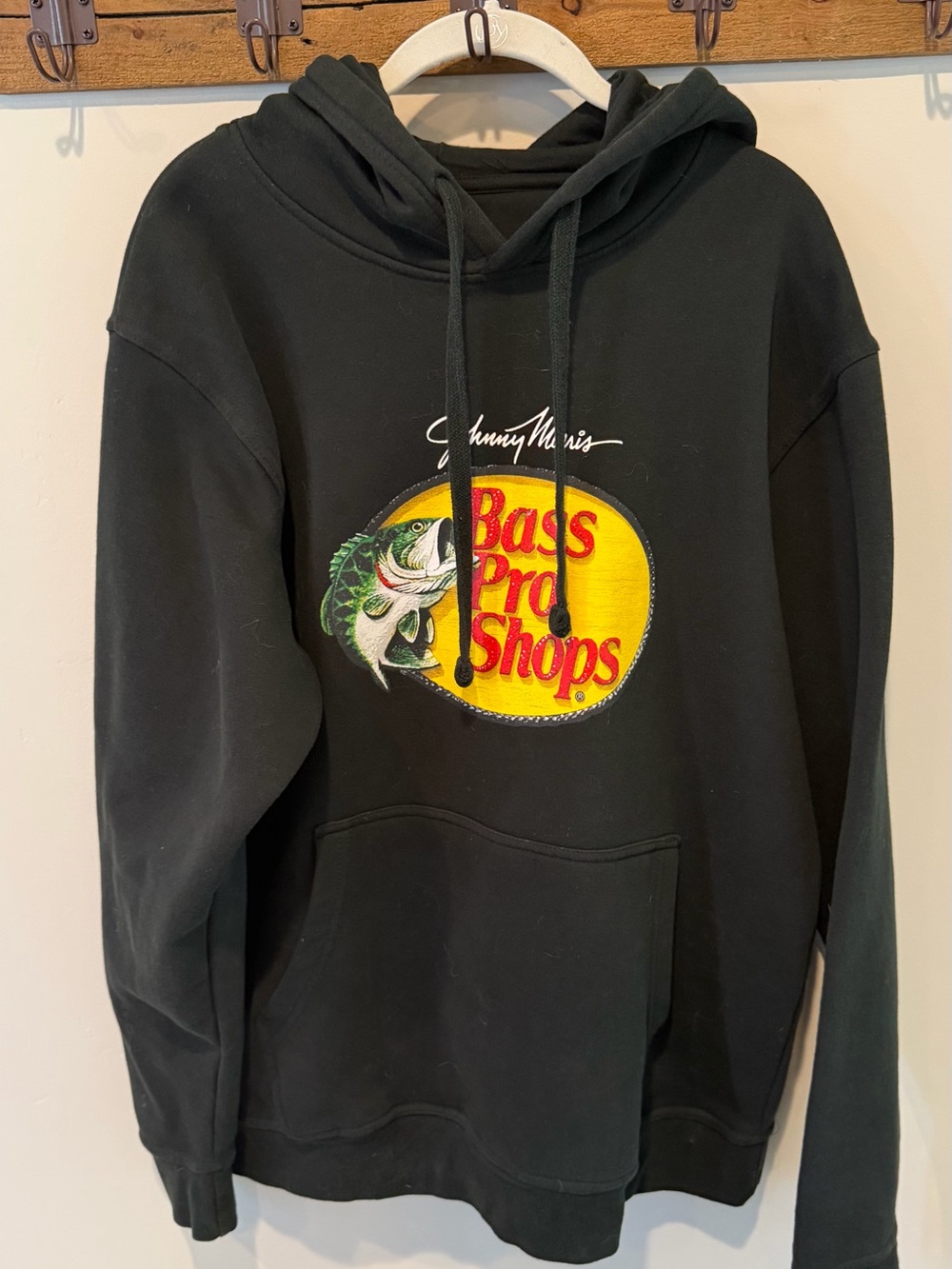Bass Pro Shops Black Hoodie with Yellow and Red Logo